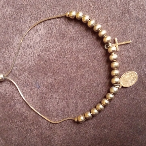 Vintage Religious Gold Tone Beaded Bracelet - Picture 5 of 8